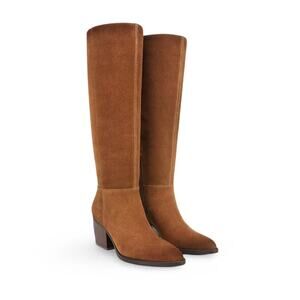 Naturalizer Fae Knee High Boot Saddle Tan Suede Western Chic 7.5W NEW